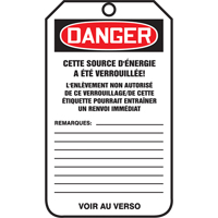 锁定标签、塑料、3-3/8“W x 5-7/8”H,法国SAU871 | TENAQUIP