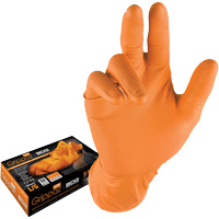 Grippaz™皮怀有二心的一次性手套,从小到大,腈,6-mil,无粉、橙色SGE883 | TENAQUIP