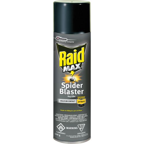 Raid®马克斯®蜘蛛导火线Bug杀手杀虫剂,500克,喷雾罐,溶剂基地JM270 | TENAQUIP