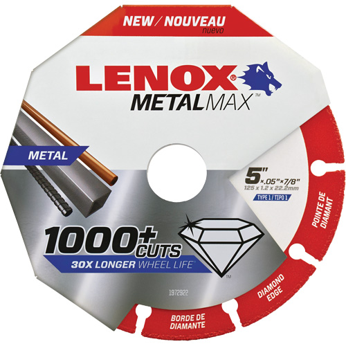 MetalMax截止轮,5”x 0.05”, 7/8的“阿伯,1型,钻石,12200 RPM NKE444 | TENAQUIP