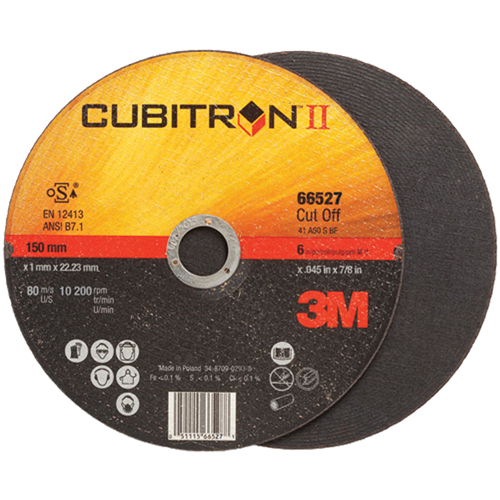截止轮子——CubitronII 6”x 0.045”, 7/8的“阿伯,类型1,陶瓷,10200 RPM NU231 | TENAQUIP