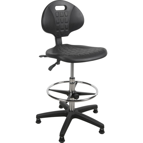重型人体工程学的凳子上,静止不动的,可调,39 - 48,聚氨酯座椅,黑色OR066 | TENAQUIP