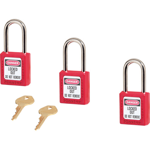 410系列Zenex挂锁,套三,安全挂锁,键控,热塑性,1 - 1/2“宽SDM765 | TENAQUIP