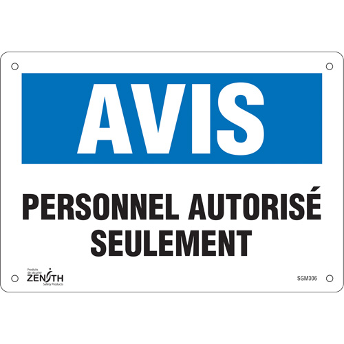 “人员Autorise Seulement”标志,7“x 10”,塑料,法国SGM306 | TENAQUIP