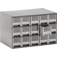 模块化部分橱柜、钢铁、15个抽屉,17 x 3-1/16“x 10-9/16,灰色CA857 | TENAQUIP