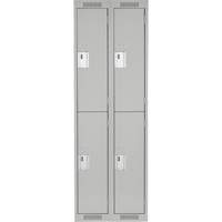 清洁线™储物柜,2层,2,银行24 * 18 * 72”,钢铁、灰色、铆钉(组装)FJ156 | TENAQUIP
