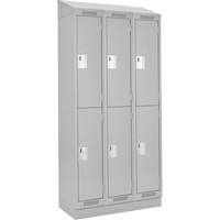 清洁线™储物柜,2层,3,银行36 * 18 * 82”,钢铁、灰色、铆钉(组装)FJ206 | TENAQUIP