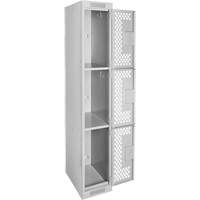 清洁线™储物柜,3层,12 * 18 * 72”,钢铁、灰色、铆钉(组装),穿孔FJ486 | TENAQUIP
