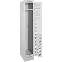 清洁线™储物柜,12“x 18”x 76”,钢铁、灰色、铆钉(组装),穿孔FJ493 | TENAQUIP