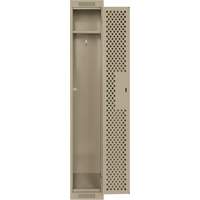 清洁线™储物柜,12“x 18”x 72”,钢铁、米色、铆钉(组装),穿孔FJ538 | TENAQUIP
