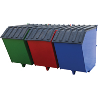 Triple-Bin回收料斗、钢铁、1 - 1/2 cu.yd。、绿色、红色和蓝色MN493 | TENAQUIP