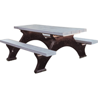 再生塑料野餐桌、6 L x 62 - 1/4”W,灰色ND422 | TENAQUIP
