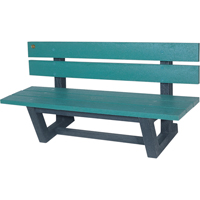 户外公园的长凳上,再生塑料,60 W x 29-13/16“L x 22-13/16 H,绿色NJ026 | TENAQUIP