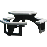 再生塑料六角野餐桌、78 L x 78 W,灰色NJ131 | TENAQUIP