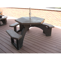 再生塑料六角野餐桌、78 L x 78 W,布朗NJ135 | TENAQUIP