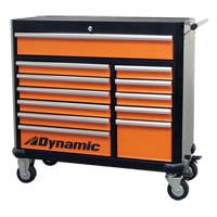 滚轮工具柜,12个抽屉,42 D x 41“W x 18 H,黑色/橘色NJH974 | TENAQUIP