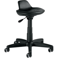 洁净室工作凳、移动、可调、24-1/2“聚氨酯座椅,黑OK047 | TENAQUIP
