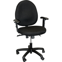 900系列Mid-Back工效学速记椅子,起草、可调,22”,织物座椅,黑色ON565 | TENAQUIP