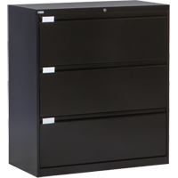 横向文件柜、钢铁、3个抽屉,36 D x 40-1/16“W x 18 H,黑色OP216 | TENAQUIP