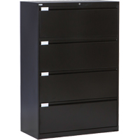 横向文件柜、钢铁、4个抽屉,36 D x 53-3/8“W x 18 H,黑色OP219 | TENAQUIP