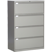横向文件柜、钢铁、4个抽屉,36 D x 53-3/8“W x 18 H,灰色OP221 | TENAQUIP