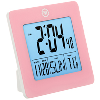 桌面时钟、数字,电池供电的,3.6 D x 3.6“W x 1.5 H,粉色OP598 | TENAQUIP