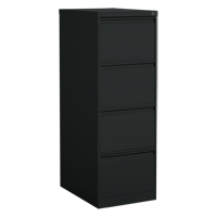 垂直文件柜、钢铁、4个抽屉,18-1/7 dx 52“25 W x H,黑色OP915 | TENAQUIP