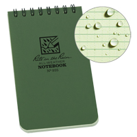 口袋Top-Spiral笔记本,软皮封面,绿色,100页,3 x 5”L“W OQ404 | TENAQUIP