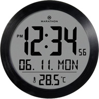 圆形的时钟、数字,电池供电的,6.5“Dia。、银OQ830 | TENAQUIP