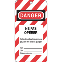 锁定标签、塑料、3 H“W x 5-3/4”,法国SE338 | TENAQUIP