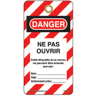 锁定标签、塑料、3 H“W x 5-3/4”,法国SE340 | TENAQUIP