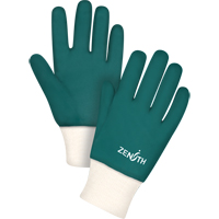 双下降的绿色手套,10”L、PVC、棉花球衣内衬、70 - mil SEE803 | TENAQUIP