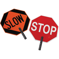 双面“停止/慢”交通控制信号,18“x 18”,塑料、英语和象形图SEI475 | TENAQUIP
