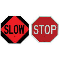 双面“停止/慢”交通控制信号,18“x 18”,塑料、英语和象形图SEI475 | TENAQUIP
