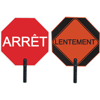 双面“判决/ Lentement”交通控制信号,18“x 18”,铝、法国与象形图SFU870 | TENAQUIP