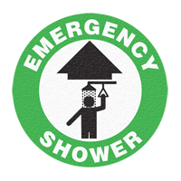 “紧急淋浴”地板标志、胶粘剂、英语与象形图SFU884 | TENAQUIP