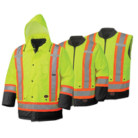 防水6-in-1安全皮大衣,高能见度Lime-Yellow,从小到大,CSA Z96类2 - 2级NIT357 | TENAQUIP