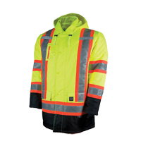 站安全的皮大衣,高能见度Lime-Yellow,大,CSA Z96类2 - 2级SGG827 | TENAQUIP