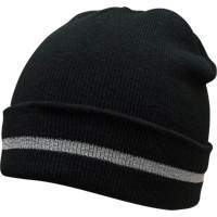 用银反射条纹针织帽子,一个大小,黑色SGJ105 | TENAQUIP