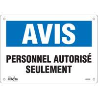 “人员Autorise Seulement”标志,7“x 10”,塑料,法国SGM306 | TENAQUIP
