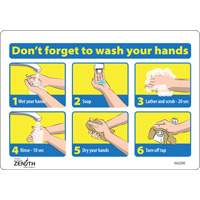 “别忘了洗手”象形图,7“x 10”,乙烯,英语与象形图SGU290 | TENAQUIP