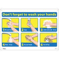 “别忘了洗手”象形图符号,14“x 20”,铝、英语和象形图SGU303 | TENAQUIP
