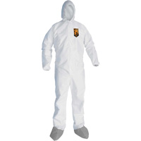KleenGuard™A45液体和颗粒保护工作服和防滑鞋,大,灰色/白色,微孔SGX293 | TENAQUIP