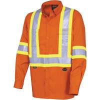 超酷安全长袖衬衫,棉花、3从小到大,高能见度橙色SHD858 | TENAQUIP