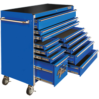 RX系列滚动工具柜,12个抽屉,55 W x 25 D x 46“H,蓝色TEQ501 | TENAQUIP