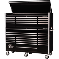 RX系列滚动工具柜,19个抽屉,72 dx 47“25 W x H,黑色TEQ505 | TENAQUIP
