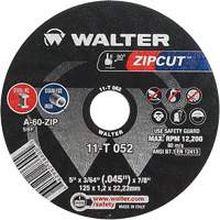 Zipcut™切断轮，5“x 3/64”，7/8“磐，1型，氧化铝，12200 RPM VV151 | TENAQUIP