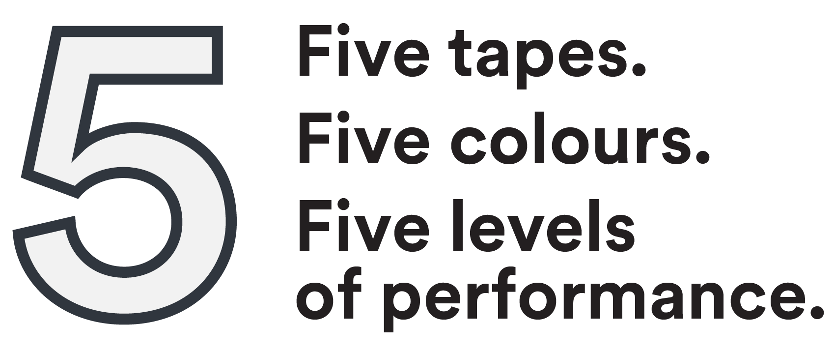 5磁带。5颜色。5的性能水平。
